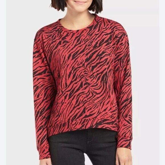 Sundry Women's Size Small (1) Red Zebra Print Lightweight Pull Over Sweater - Picture 1 of 10